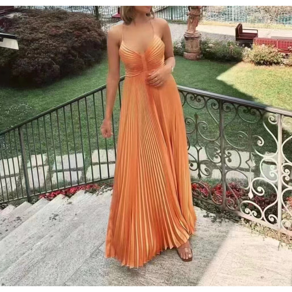 A.L.C. Dresses & Skirts - ALC Aries Pleated Maxi Dress in Mandarin Orange US 4